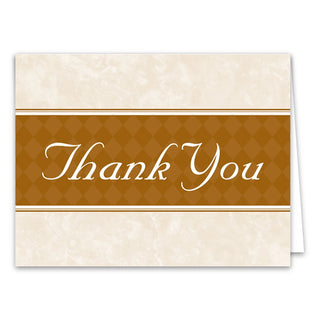 Beige Thank you greeting card with business card slot and envelope included.