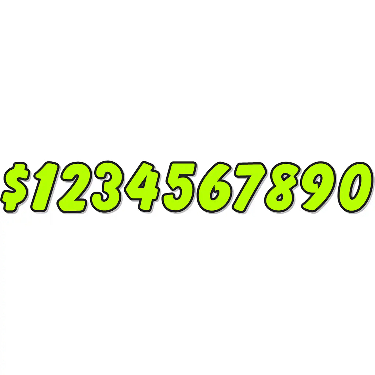 Die Cut Chartreuse and Black Windshield Numbers