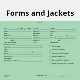 Deal Jacket for car dealerships representing the automotive Forms and Jackets Collection.