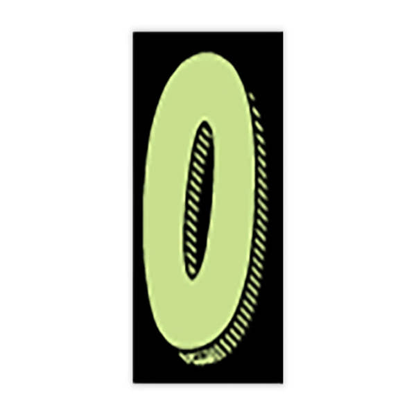 7 1/2" Chartreuse and Black Windshield Number 0 Stickers - Prime Dealer Supply