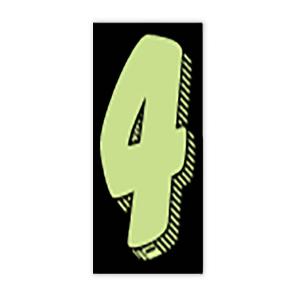 7 1/2" Chartreuse and Black Windshield Number 4 Stickers - Prime Dealer Supply