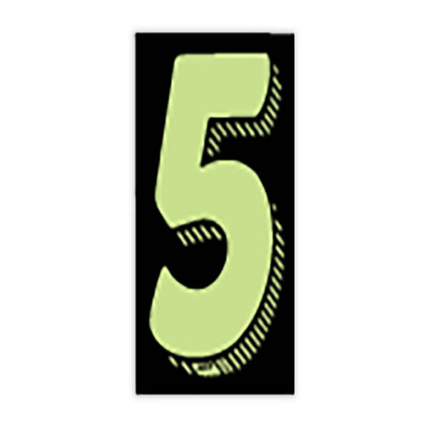 7 1/2" Chartreuse and Black Windshield Number 5 Stickers - Prime Dealer Supply