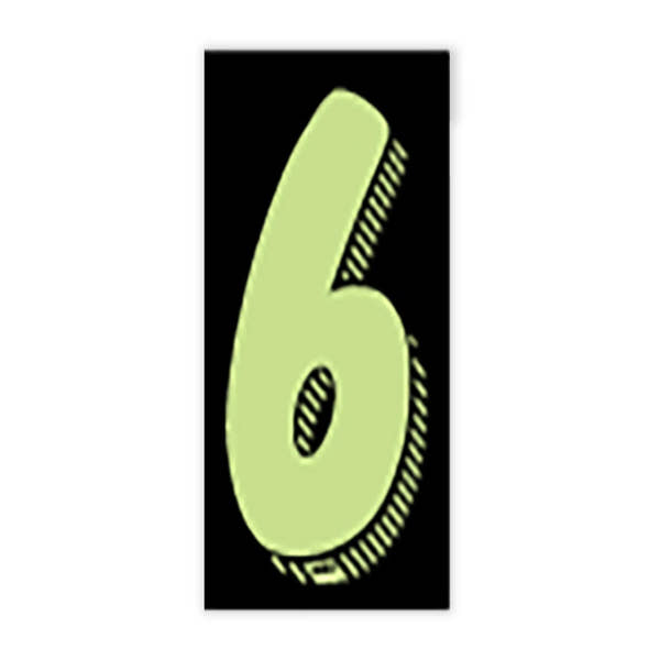 7 1/2" Chartreuse and Black Windshield Number 6 Stickers - Prime Dealer Supply