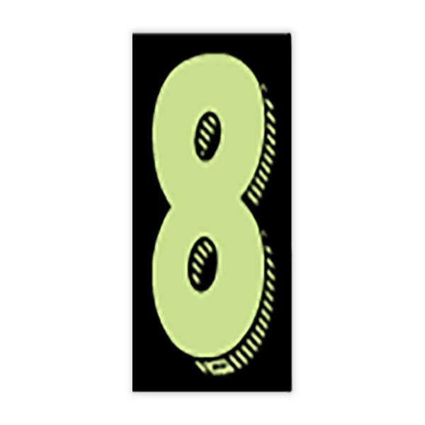 7 1/2" Chartreuse and Black Windshield Number 8 Stickers - Prime Dealer Supply