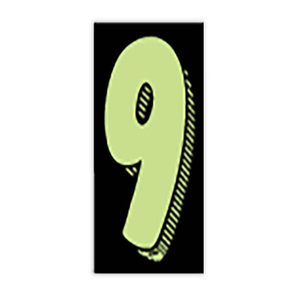 7 1/2" Chartreuse and Black Windshield Number 9 Stickers - Prime Dealer Supply