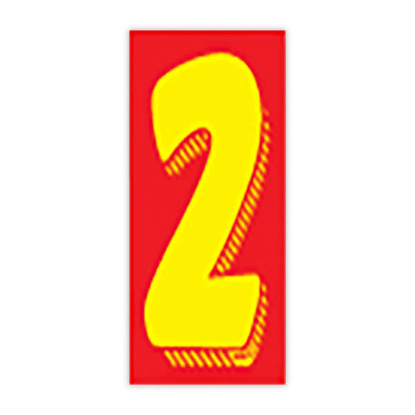 7 1/2"   Red And Yellow Windshield Number Stickers - Prime Dealer Supply