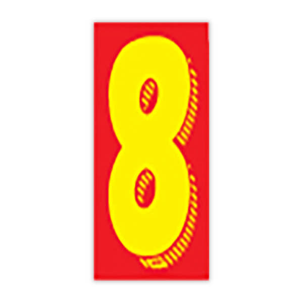 7 1/2"   Red And Yellow Windshield Number Stickers - Prime Dealer Supply