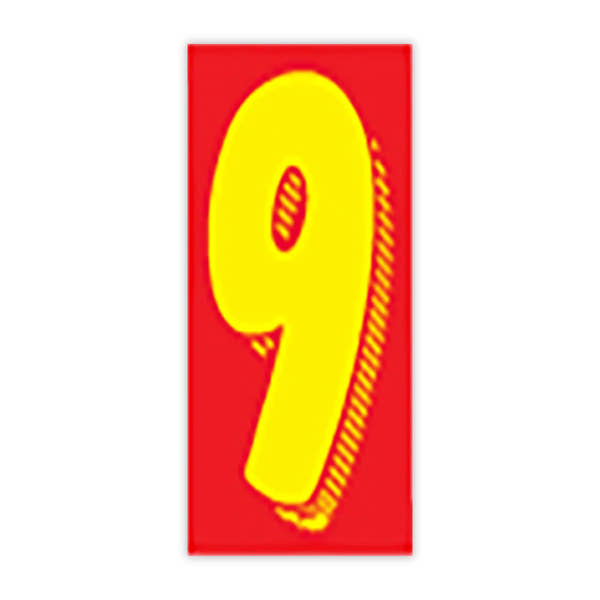 7 1/2"   Red And Yellow Windshield Number Stickers - Prime Dealer Supply