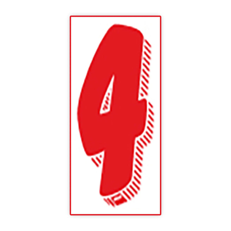 7 1/2"  White and Red Windshield Number Stickers - Prime Dealer Supply