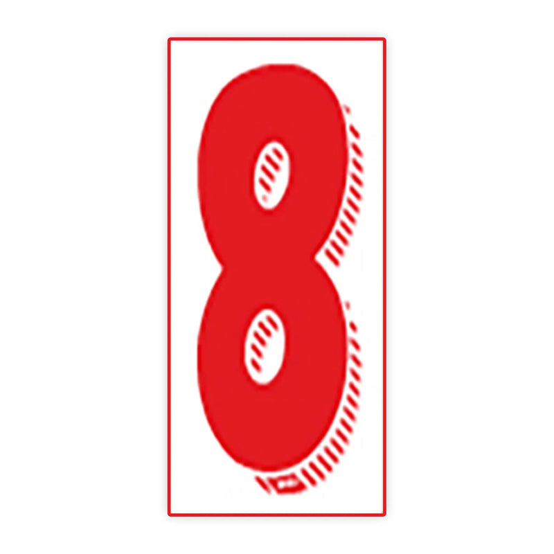 7 1/2"  White and Red Windshield Number Stickers - Prime Dealer Supply