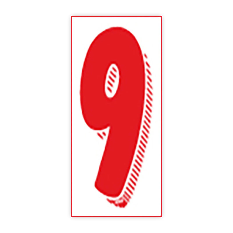 7 1/2"  White and Red Windshield Number Stickers - Prime Dealer Supply