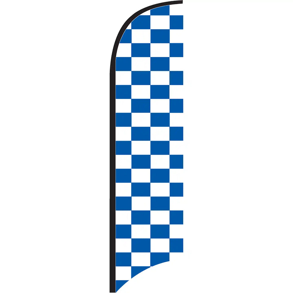 Blue and white Check Feather Flag.