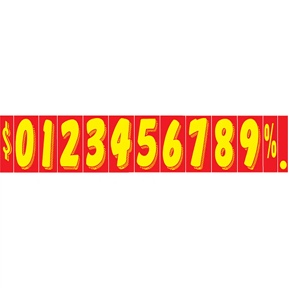 11 1/2" Red and Yellow Windshield Number Stickers.