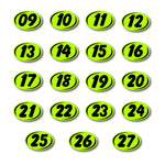 Thumbnail for 2 Digit Model Year Chartreuse and Black Windshield Oval Stickers.