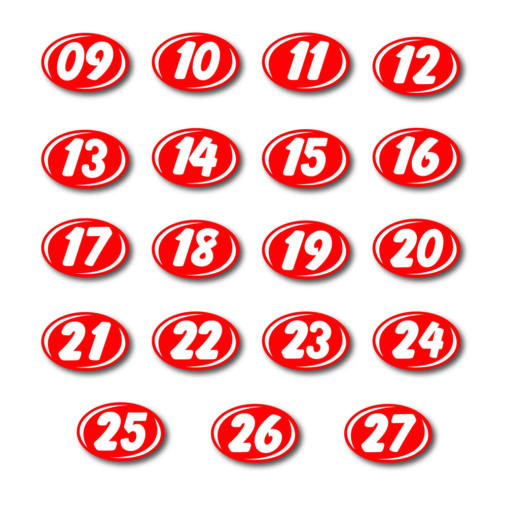 2 digit Windshield stickers Red and White