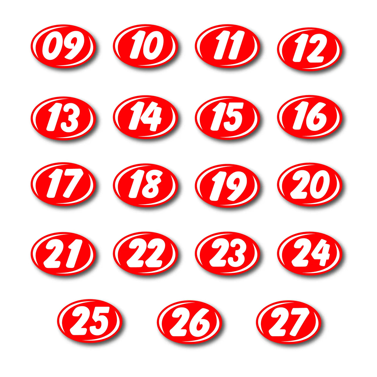 2 digit Windshield stickers Red and White