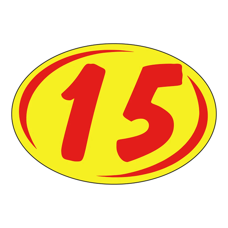 2 Digit Model Year Yellow and Red Windshield Oval Stickers-15-Prime Dealer Supply