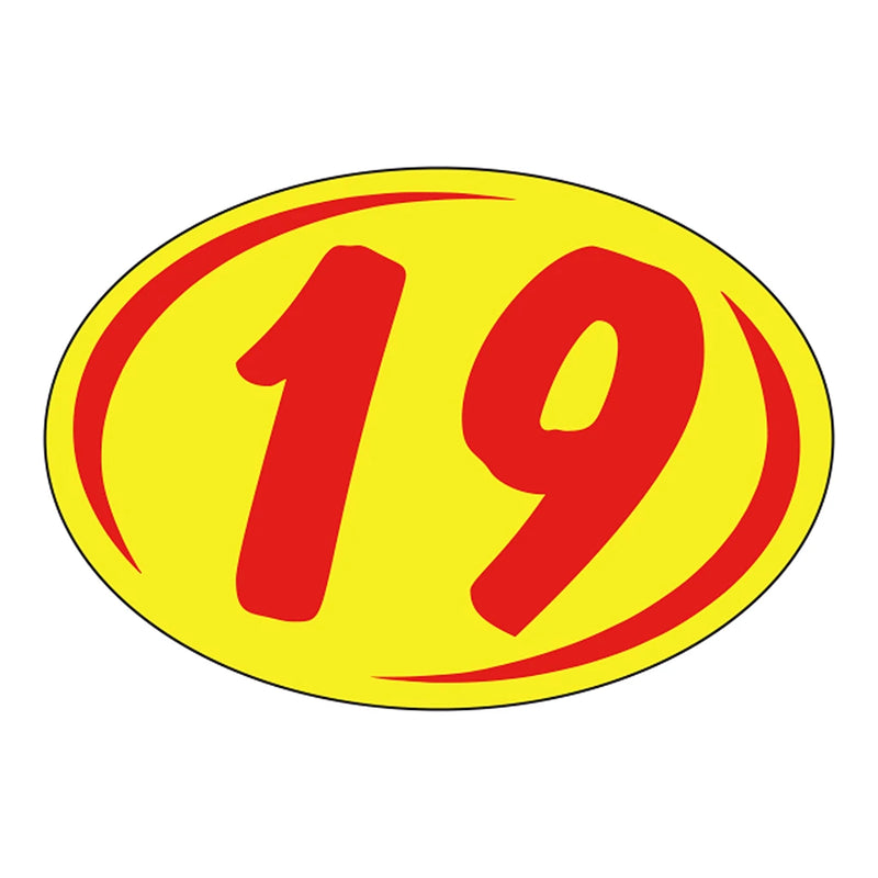 2 Digit Model Year Yellow and Red Windshield Oval Stickers-19-Prime Dealer Supply