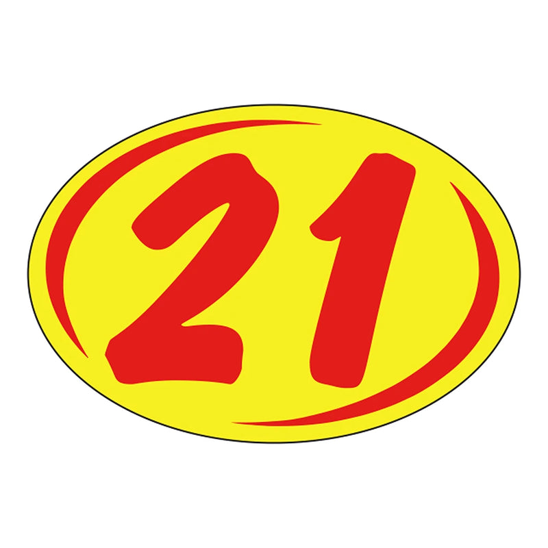 2 Digit Model Year Yellow and Red Windshield Oval Stickers-21-Prime Dealer Supply