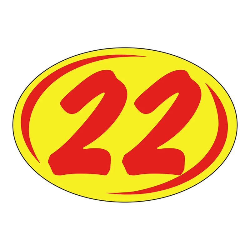 2 Digit Model Year Yellow and Red Windshield Oval Stickers-22-Prime Dealer Supply