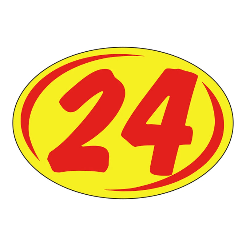 2 Digit Model Year Yellow and Red Windshield Oval Stickers-24-Prime Dealer Supply