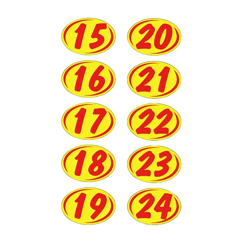 2 digit year windshield numbers red and yellow.