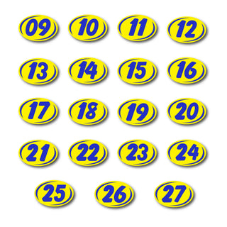 2 digit year windshield stickers yellow and blue.