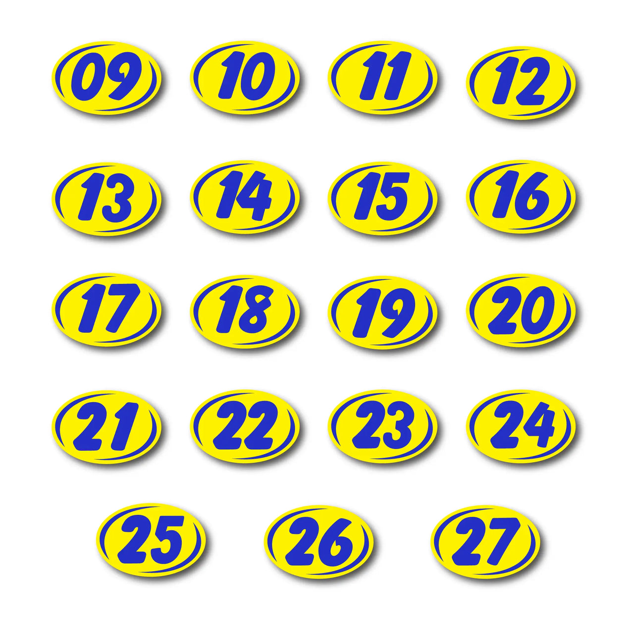 2 digit year windshield stickers yellow and blue.