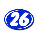 Thumbnail for 2 digit Blue year windshield number with the number 26 inside on a white background