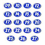 Thumbnail for 2 digit Blue year windshield number with the numbers 09 to 27 inside on a white background