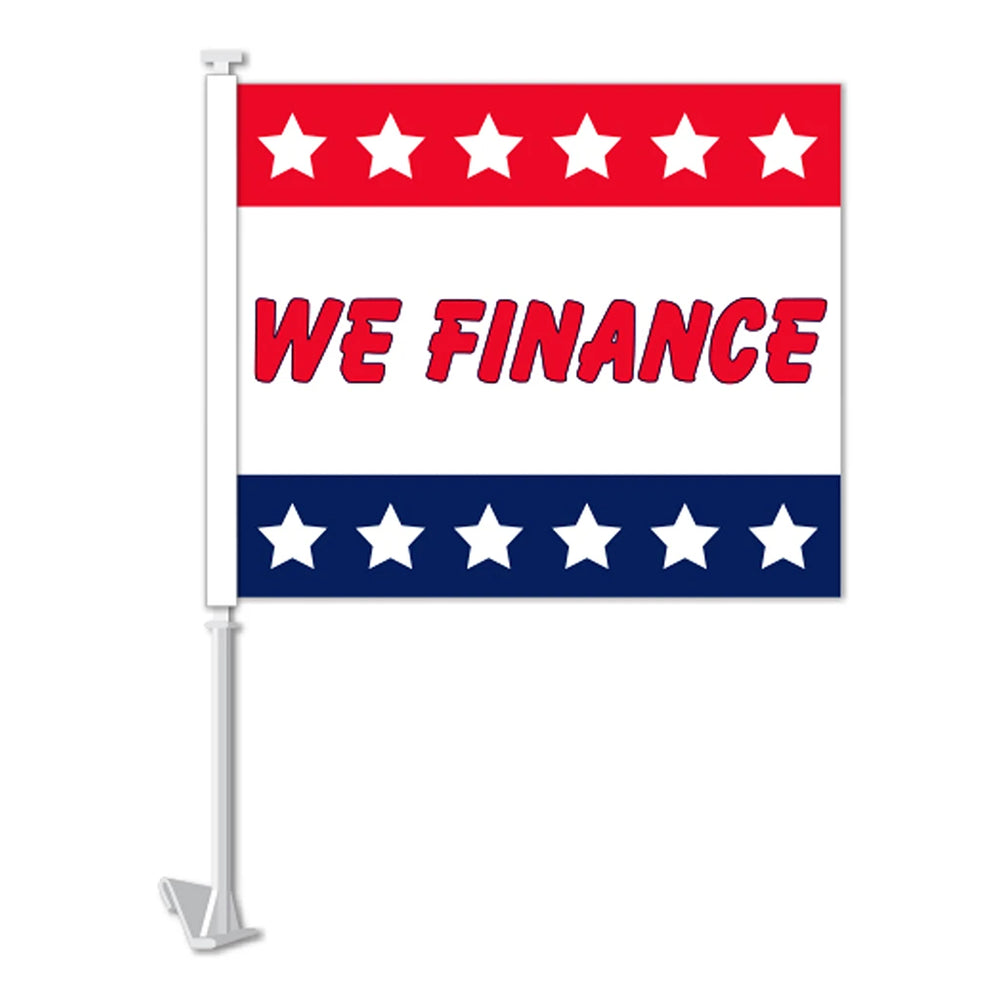 We Finance Clip-on Car Message Window Flags.