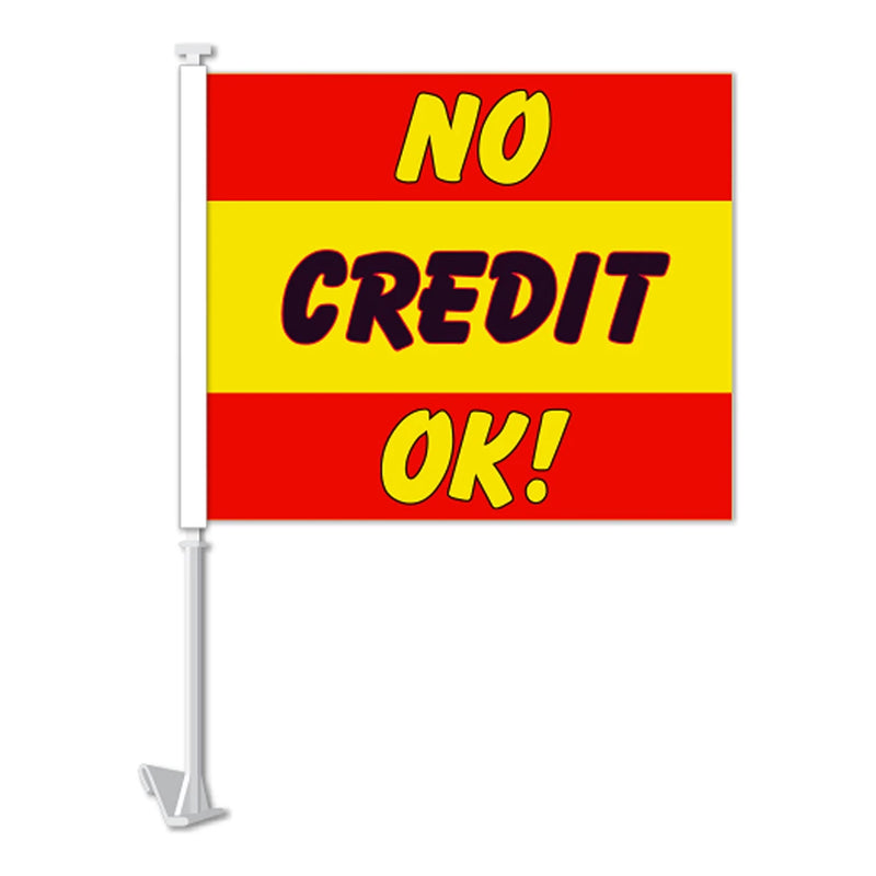 No Credit Ok! Clip-on Car Message Window Flags.