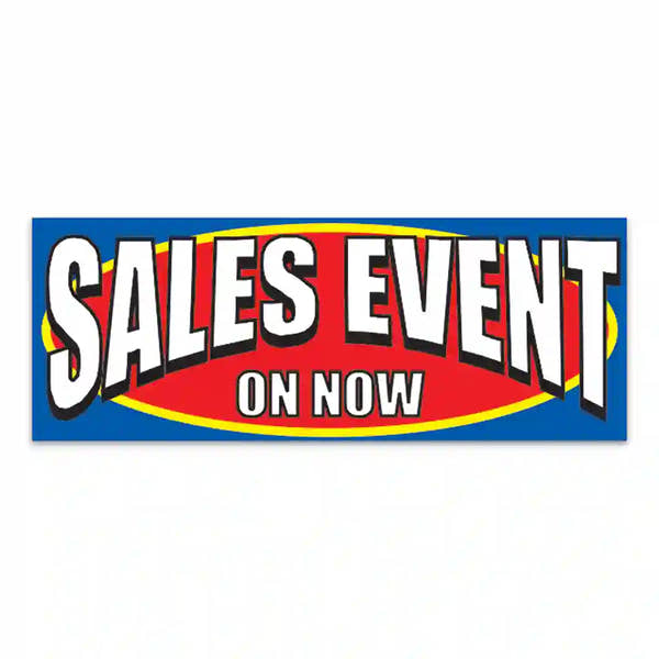 Sales Event On Now : Giant Cloth Fence Banner – 4.5' x 12', high-quality fabric with grommets for outdoor installation.