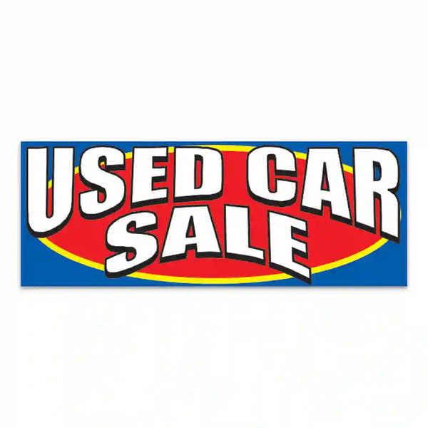 Used Car Sale : Giant Cloth Fence Banner – 4.5' x 12', high-quality fabric with grommets for outdoor installation.