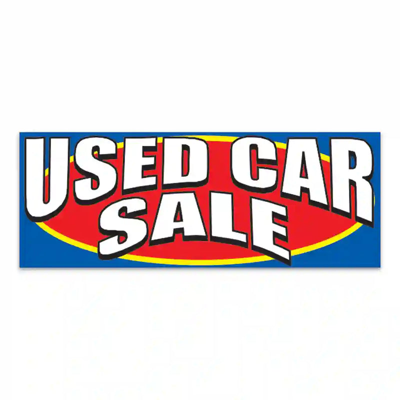 Used Car Sale : Giant Cloth Fence Banner – 4.5' x 12', high-quality fabric with grommets for outdoor installation.