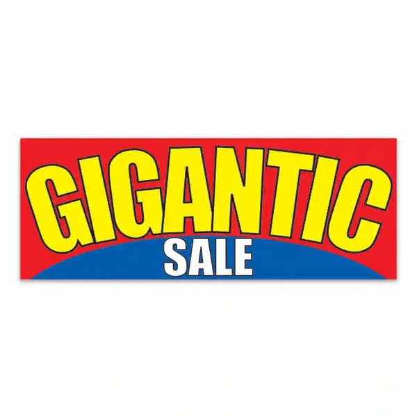 Gigantic Sale : Giant Cloth Fence Banner – 4.5' x 12', high-quality fabric with grommets for outdoor installation.