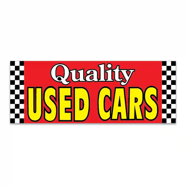 Quality Used Cars : Giant Cloth Fence Banner – 4.5' x 12', high-quality fabric with grommets for outdoor installation.