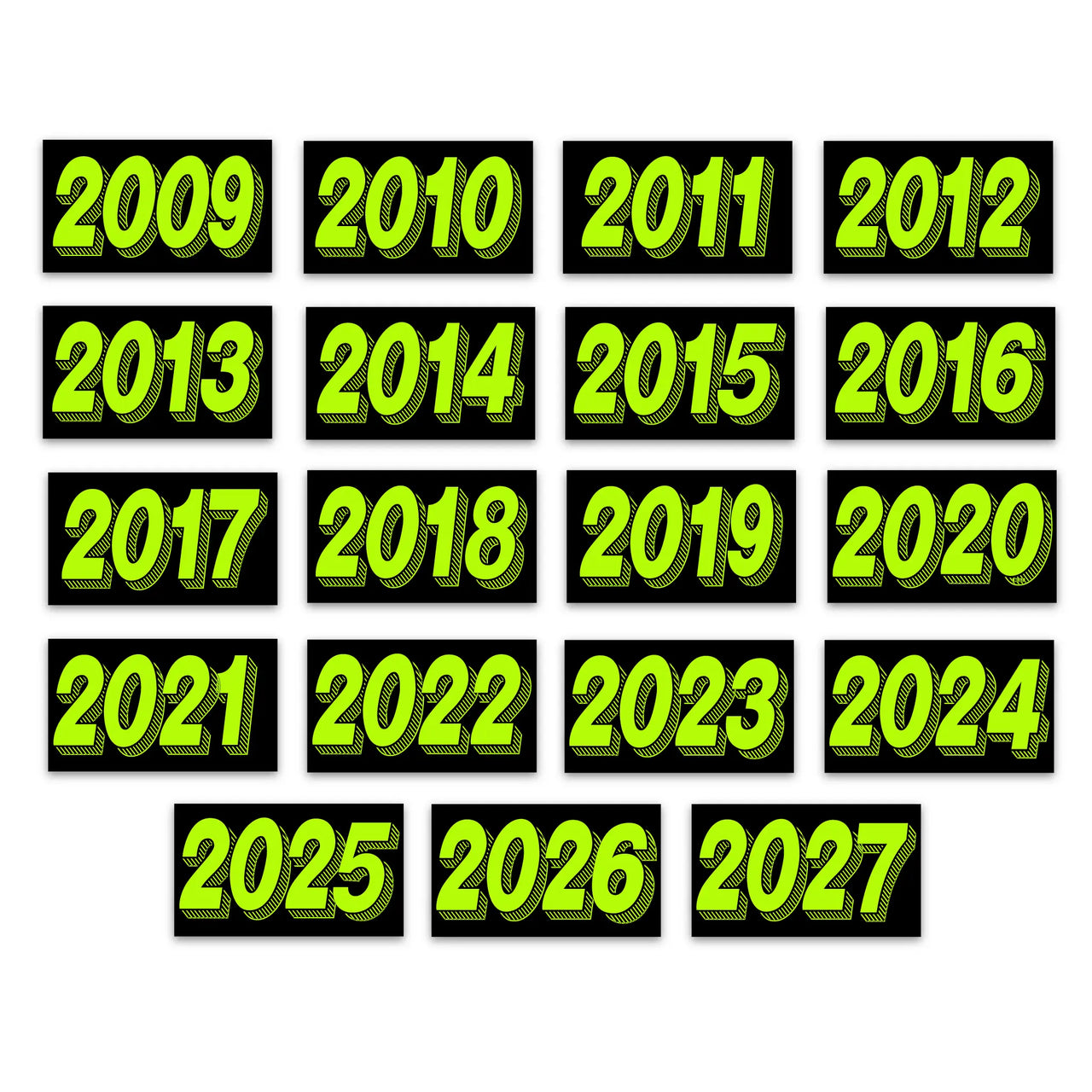 rectangle 4 digit year windshield stickers 200 through 2027