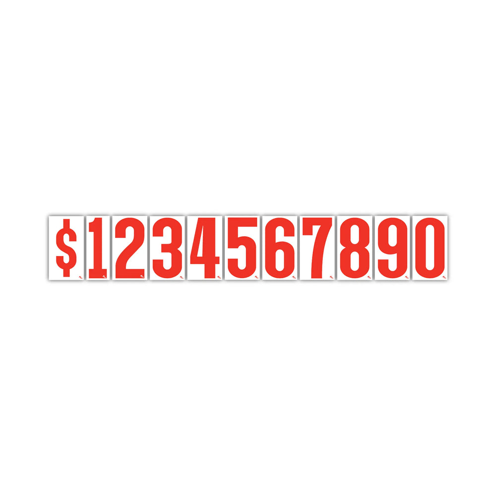 5 1/2" White and Red Windshield Number Stickers