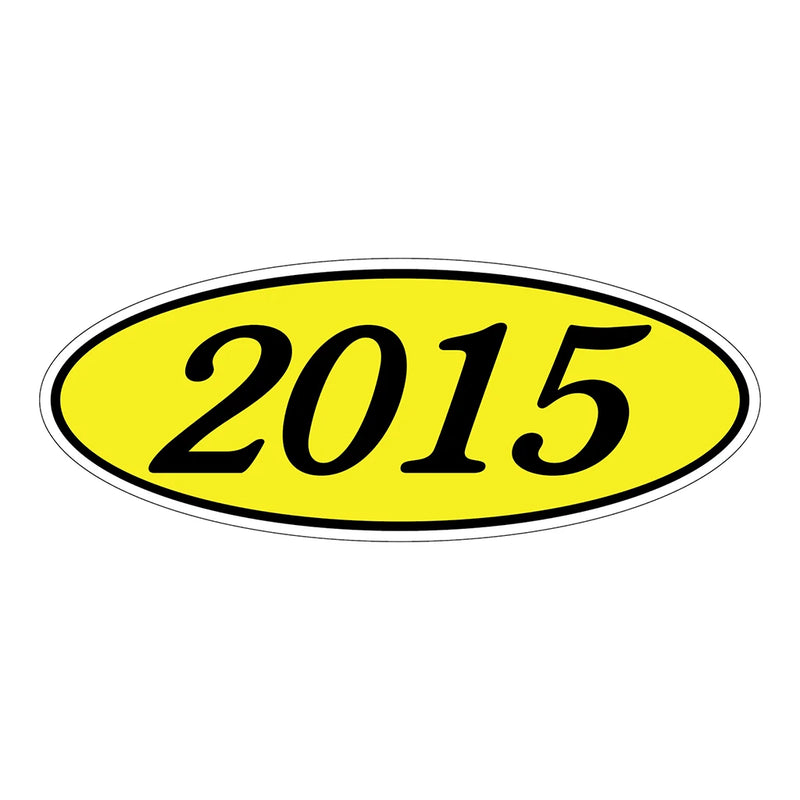 Model Year Yellow and Black Windshield Oval Stickers