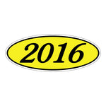 Thumbnail for Model Year Yellow and Black Windshield Oval Stickers