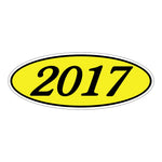 Thumbnail for Model Year Yellow and Black Windshield Oval Stickers