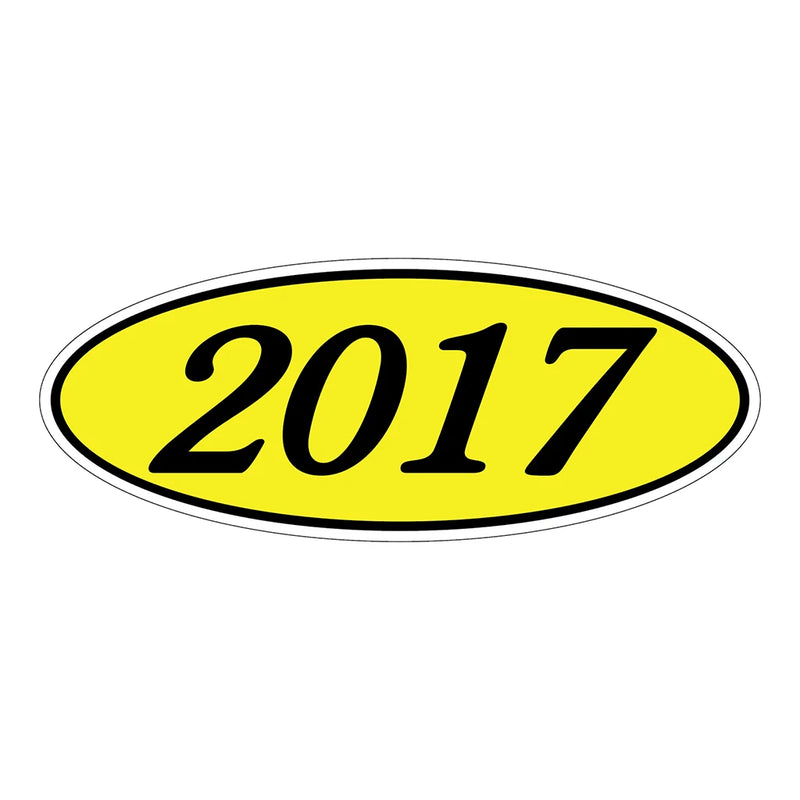 Model Year Yellow and Black Windshield Oval Stickers