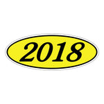 Thumbnail for Model Year Yellow and Black Windshield Oval Stickers