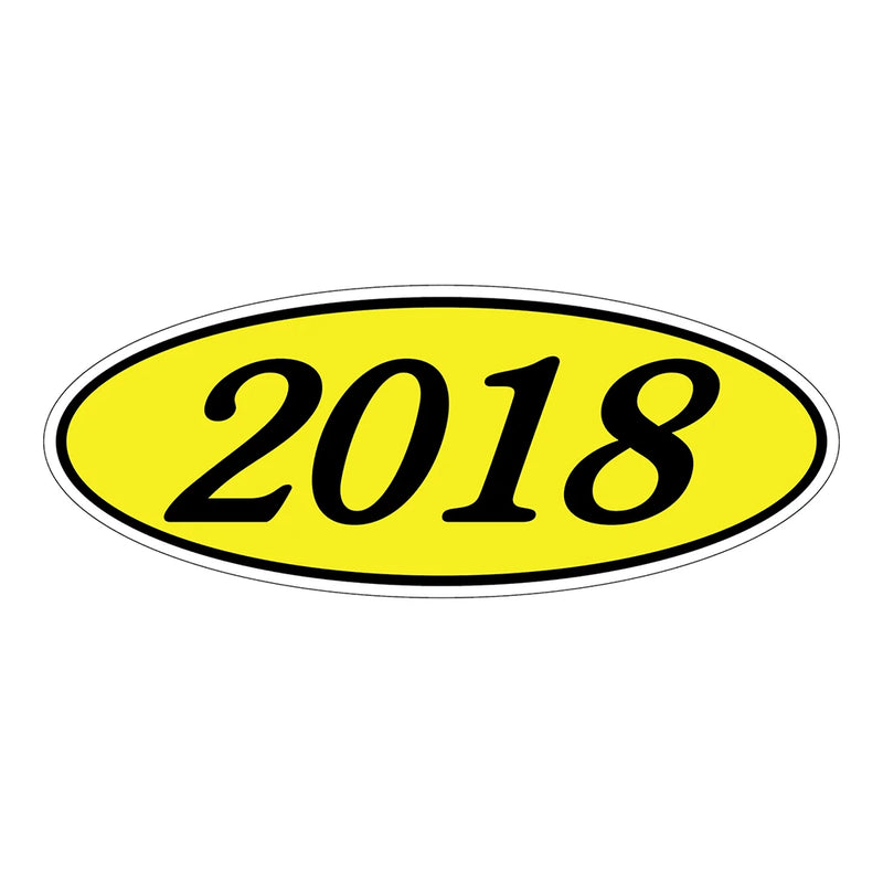 Model Year Yellow and Black Windshield Oval Stickers