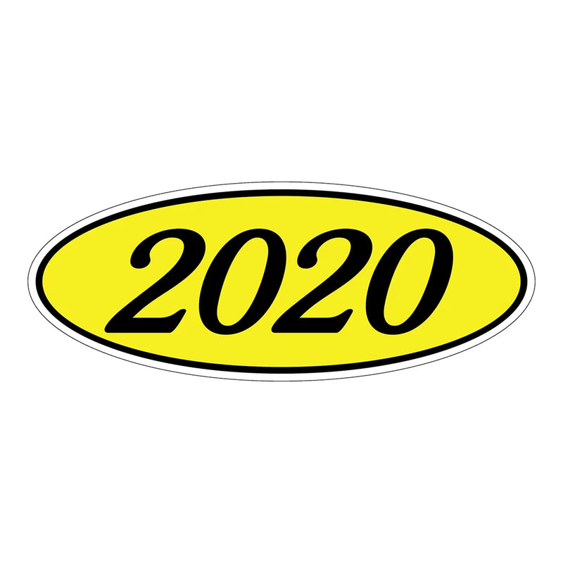 Model Year Yellow and Black Windshield Oval Stickers