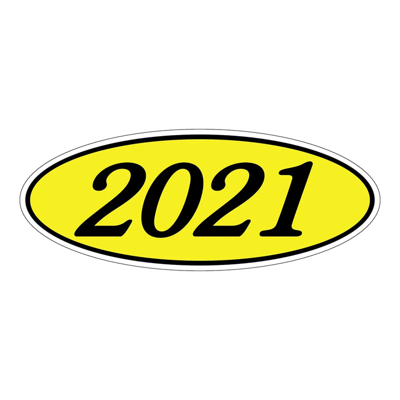 Model Year Yellow and Black Windshield Oval Stickers