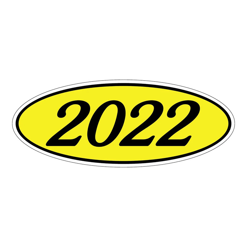 Model Year Yellow and Black Windshield Oval Stickers