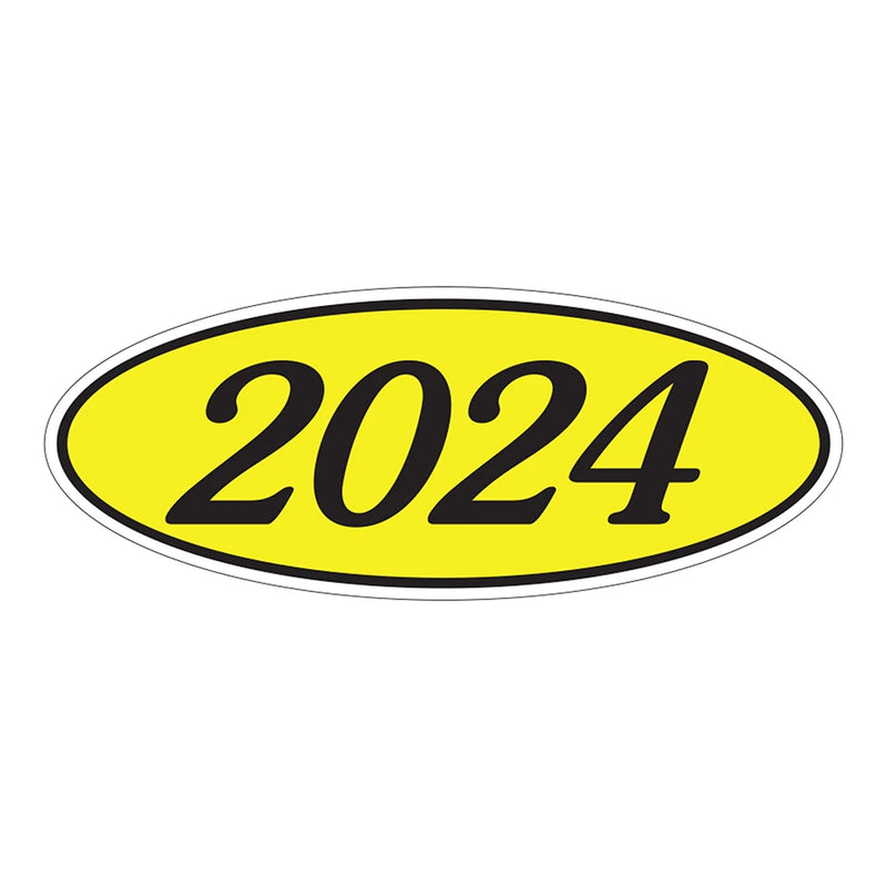 Model Year Yellow and Black Windshield Oval Stickers