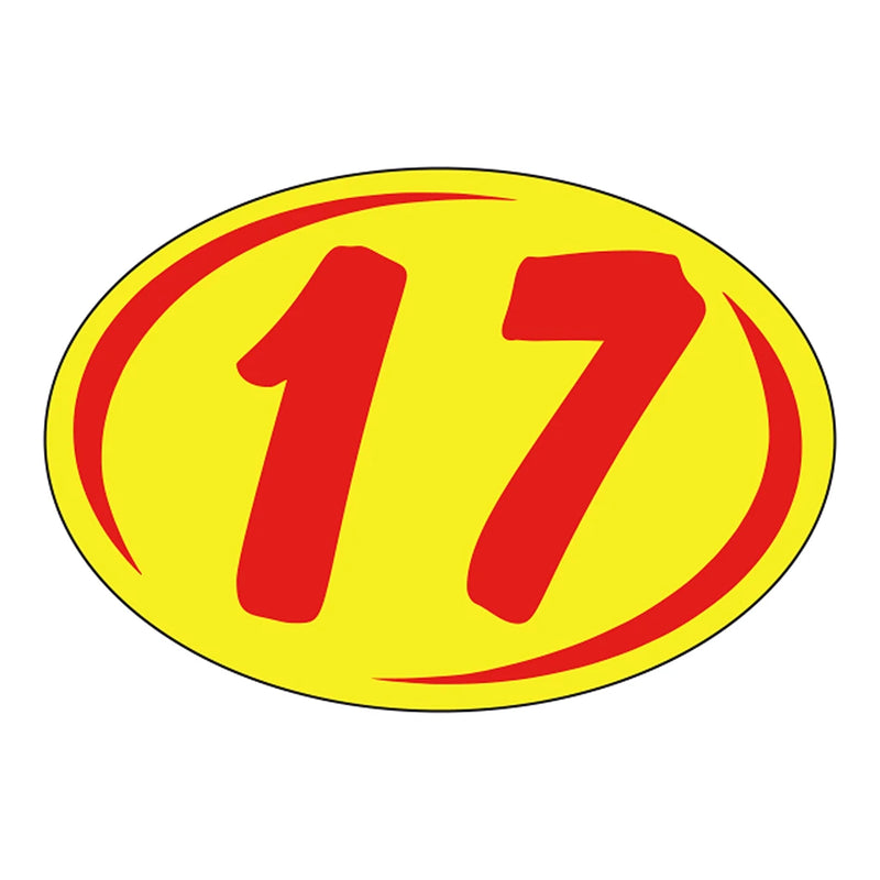 2 Digit Model Year Yellow and Red Windshield Oval Stickers